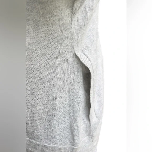 Theory Light Grey Short Sleeve Zippered Hoodie Cardigan Jacket Large L P - Picture 7 of 12